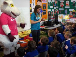 Genevieve the Goat visits P1 and P2!